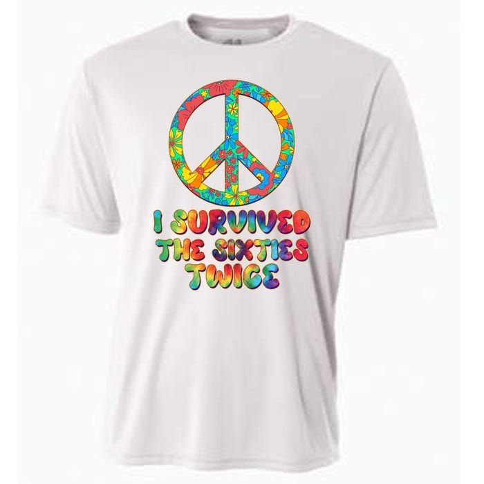 Retro Vintage I Survived The Sixties Twice Rainbow Tie Dye Cooling Performance Crew T-Shirt