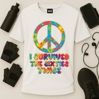 Retro Vintage I Survived The Sixties Twice Rainbow Tie Dye Performance Shirt