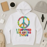 Retro Vintage I Survived The Sixties Twice Rainbow Tie Dye Hoodie