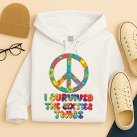 Retro Vintage I Survived The Sixties Twice Rainbow Tie Dye Hoodie