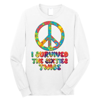 Retro Vintage I Survived The Sixties Twice Rainbow Tie Dye Long Sleeve Shirt
