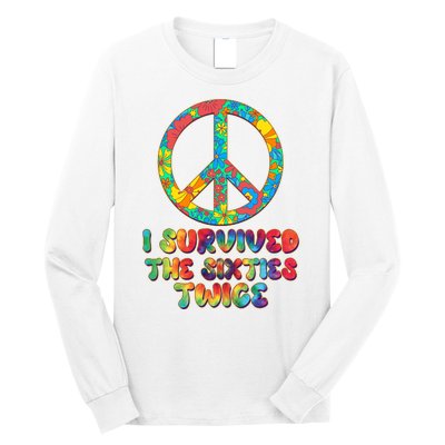 Retro Vintage I Survived The Sixties Twice Rainbow Tie Dye Long Sleeve Shirt