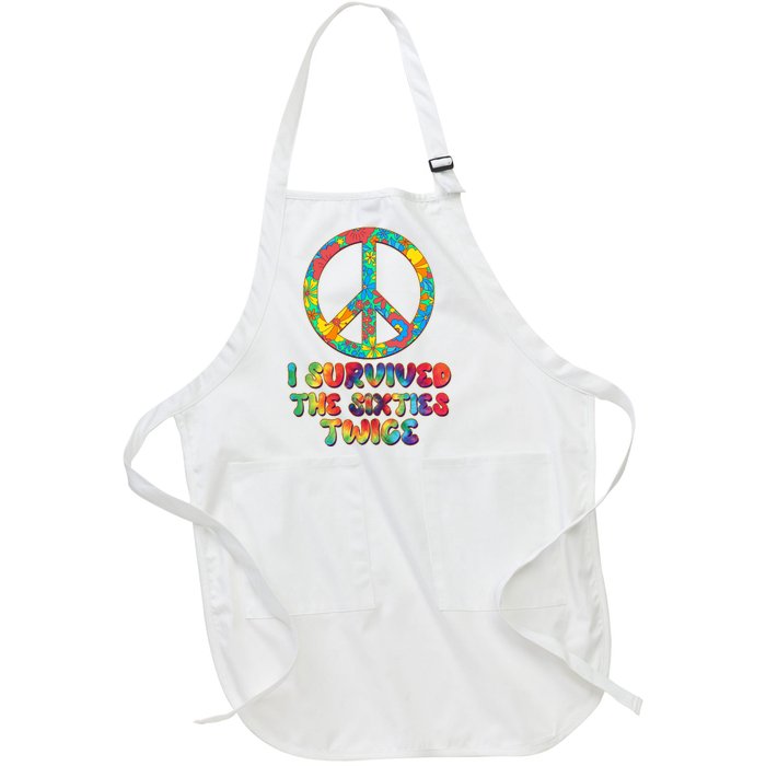 Retro Vintage I Survived The Sixties Twice Rainbow Tie Dye Full-Length Apron With Pockets