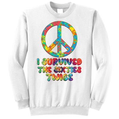 Retro Vintage I Survived The Sixties Twice Rainbow Tie Dye Sweatshirt