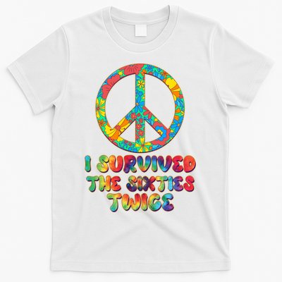 Retro Vintage I Survived The Sixties Twice Rainbow Tie Dye T-Shirt