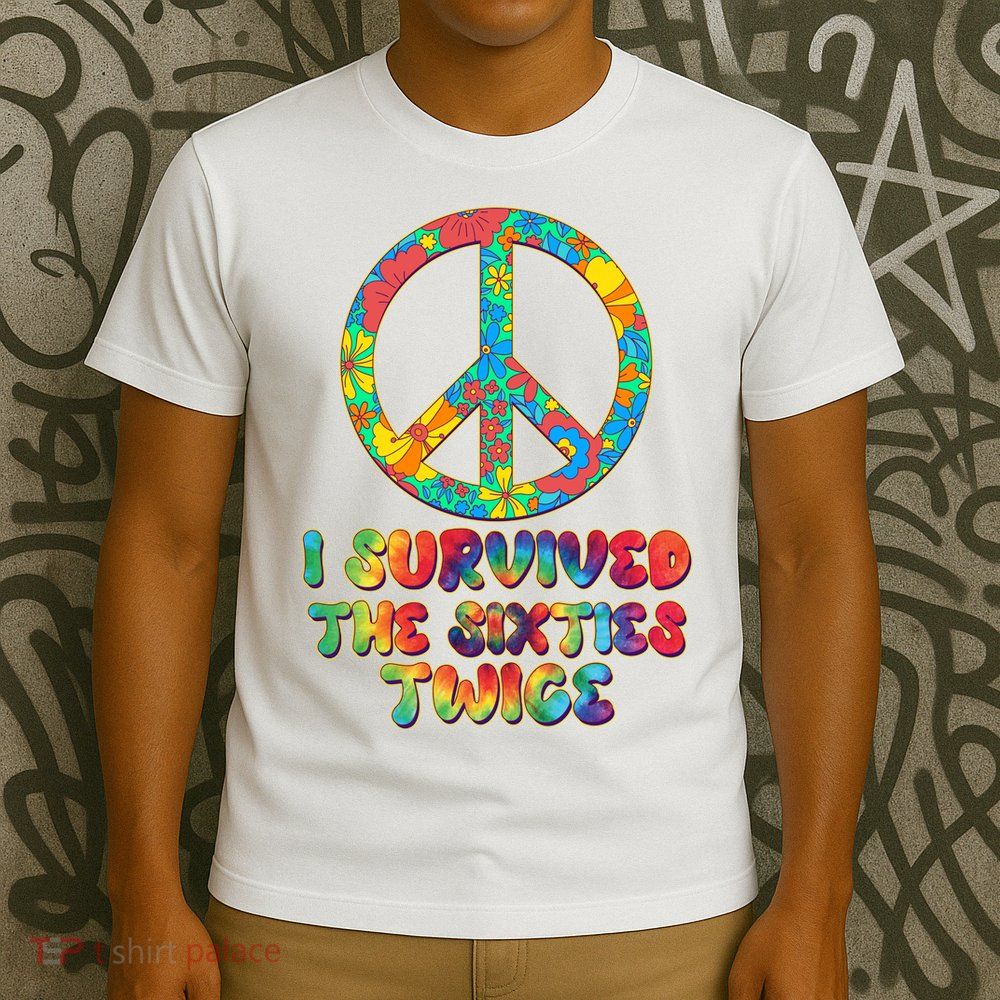 Retro Vintage I Survived The Sixties Twice Rainbow Tie Dye T-Shirt