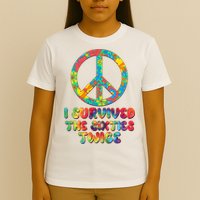 Retro Vintage I Survived The Sixties Twice Rainbow Tie Dye T-Shirt