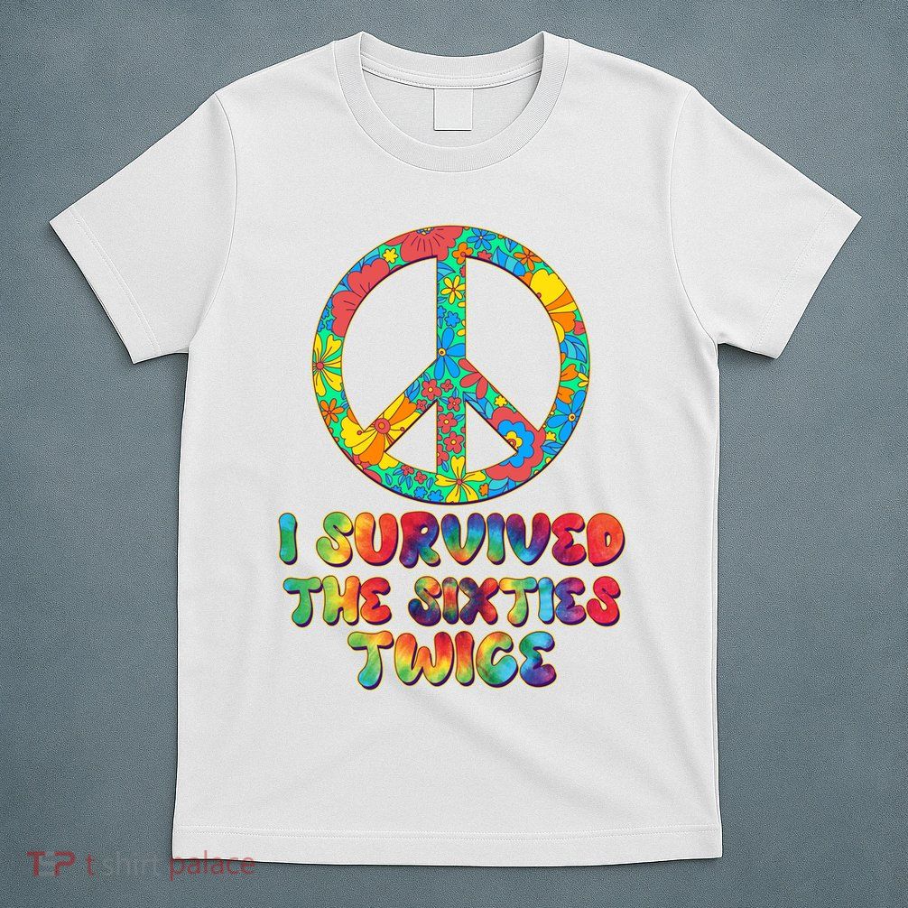 Retro Vintage I Survived The Sixties Twice Rainbow Tie Dye T-Shirt