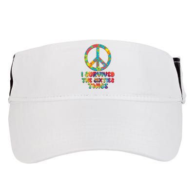 Retro Vintage I Survived The Sixties Twice Rainbow Tie Dye Adult Drive Performance Visor