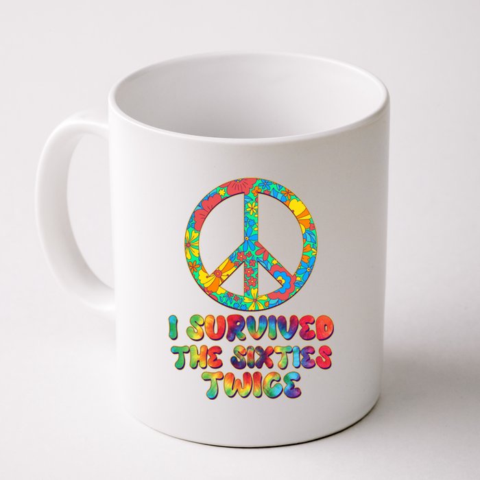 Retro Vintage I Survived The Sixties Twice Rainbow Tie Dye Coffee Mug