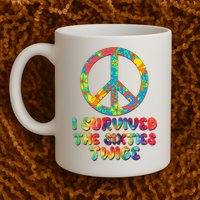 Retro Vintage I Survived The Sixties Twice Rainbow Tie Dye Mug