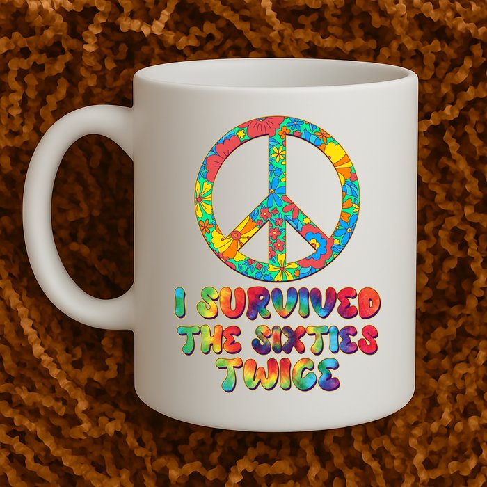 Retro Vintage I Survived The Sixties Twice Rainbow Tie Dye Mug