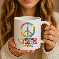 Retro Vintage I Survived The Sixties Twice Rainbow Tie Dye Mug
