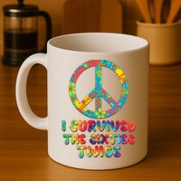 Retro Vintage I Survived The Sixties Twice Rainbow Tie Dye Mug