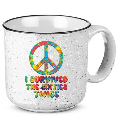 Retro Vintage I Survived The Sixties Twice Rainbow Tie Dye 15oz Campfire Ceramic Mug