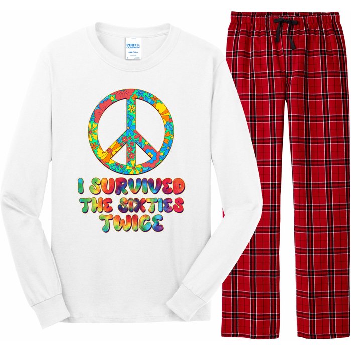 Retro Vintage I Survived The Sixties Twice Rainbow Tie Dye Long Sleeve Pajama Set