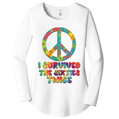 Retro Vintage I Survived The Sixties Twice Rainbow Tie Dye Women's Perfect Tri Tunic Long Sleeve Shirt