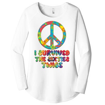 Retro Vintage I Survived The Sixties Twice Rainbow Tie Dye Women's Perfect Tri Tunic Long Sleeve Shirt