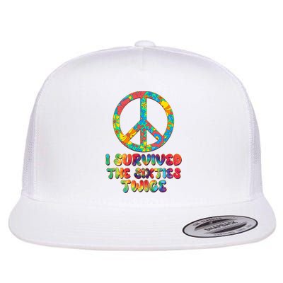 Retro Vintage I Survived The Sixties Twice Rainbow Tie Dye Flatbill Hat