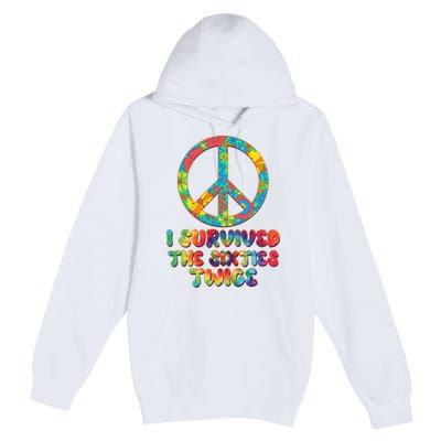 Retro Vintage I Survived The Sixties Twice Rainbow Tie Dye Premium Pullover Hoodie