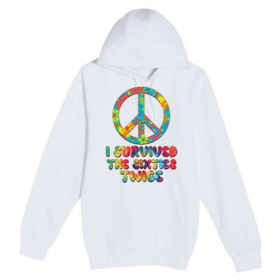 Retro Vintage I Survived The Sixties Twice Rainbow Tie Dye Premium Pullover Hoodie