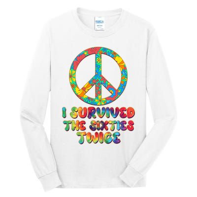 Retro Vintage I Survived The Sixties Twice Rainbow Tie Dye Tall Long Sleeve T-Shirt