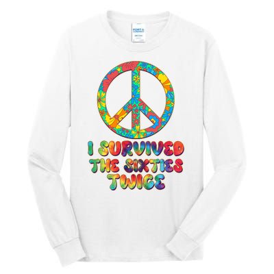 Retro Vintage I Survived The Sixties Twice Rainbow Tie Dye Tall Long Sleeve T-Shirt