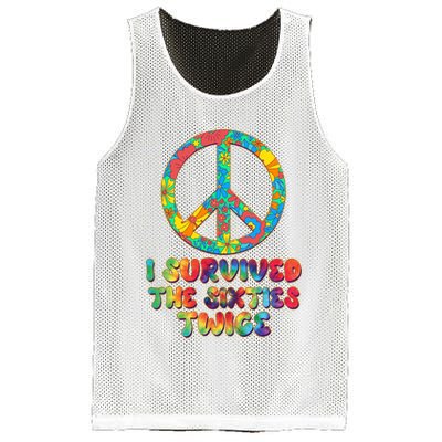 Retro Vintage I Survived The Sixties Twice Rainbow Tie Dye Mesh Reversible Basketball Jersey Tank