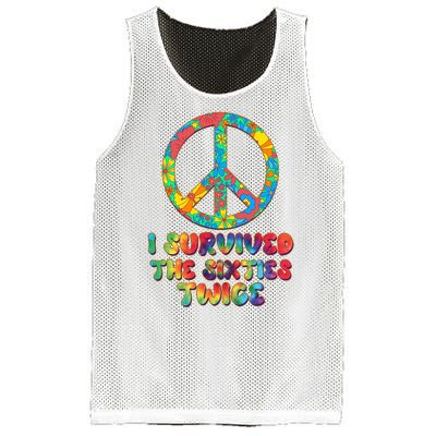 Retro Vintage I Survived The Sixties Twice Rainbow Tie Dye Mesh Reversible Basketball Jersey Tank