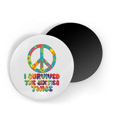 Retro Vintage I Survived The Sixties Twice Rainbow Tie Dye Magnet