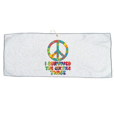 Retro Vintage I Survived The Sixties Twice Rainbow Tie Dye Large Microfiber Waffle Golf Towel