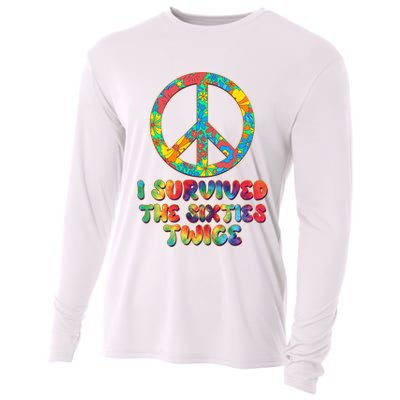 Retro Vintage I Survived The Sixties Twice Rainbow Tie Dye Cooling Performance Long Sleeve Crew