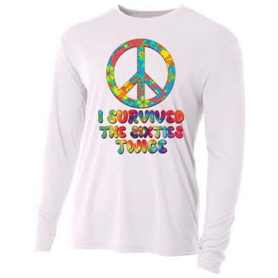 Retro Vintage I Survived The Sixties Twice Rainbow Tie Dye Cooling Performance Long Sleeve Crew