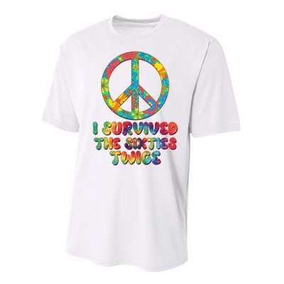 Retro Vintage I Survived The Sixties Twice Rainbow Tie Dye Performance Sprint T-Shirt