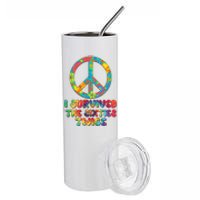 Retro Vintage I Survived The Sixties Twice Rainbow Tie Dye Stainless Steel Tumbler