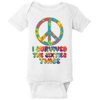 Retro Vintage I Survived The Sixties Twice Rainbow Tie Dye Baby Bodysuit
