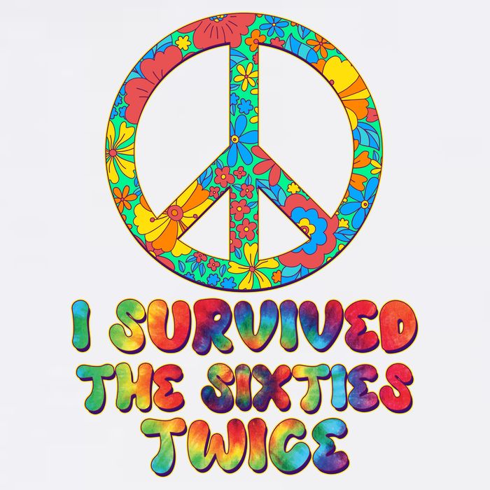 Retro Vintage I Survived The Sixties Twice Rainbow Tie Dye Baby Bodysuit