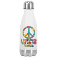 Retro Vintage I Survived The Sixties Twice Rainbow Tie Dye Stainless Steel Insulated Water Bottle