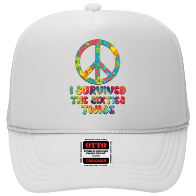 Retro Vintage I Survived The Sixties Twice Rainbow Tie Dye Trucker Hat