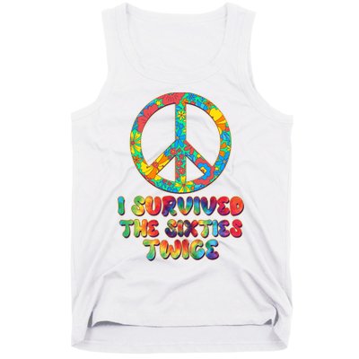 Retro Vintage I Survived The Sixties Twice Rainbow Tie Dye Tank Top