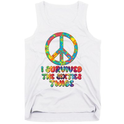 Retro Vintage I Survived The Sixties Twice Rainbow Tie Dye Tank Top