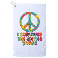 Retro Vintage I Survived The Sixties Twice Rainbow Tie Dye Golf Towel