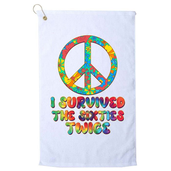 Retro Vintage I Survived The Sixties Twice Rainbow Tie Dye Golf Towel