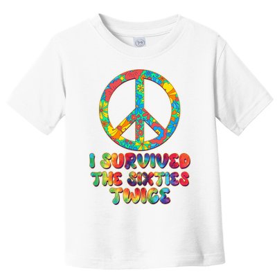 Retro Vintage I Survived The Sixties Twice Rainbow Tie Dye Toddler T-Shirt