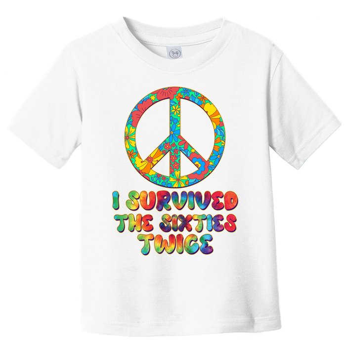Retro Vintage I Survived The Sixties Twice Rainbow Tie Dye Toddler T-Shirt