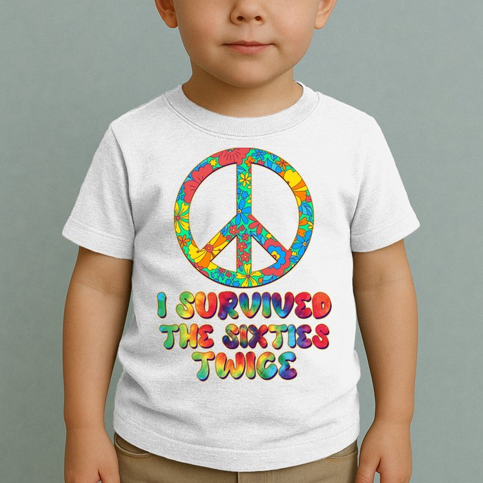 Retro Vintage I Survived The Sixties Twice Rainbow Tie Dye Toddler T-Shirt