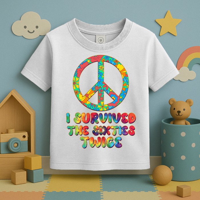 Retro Vintage I Survived The Sixties Twice Rainbow Tie Dye Toddler T-Shirt
