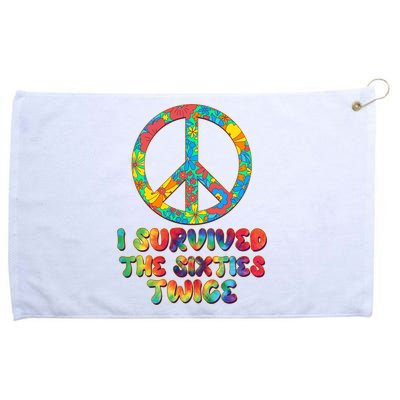 Retro Vintage I Survived The Sixties Twice Rainbow Tie Dye Grommeted Golf Towel