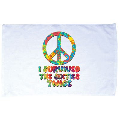 Retro Vintage I Survived The Sixties Twice Rainbow Tie Dye Microfiber Hand Towel