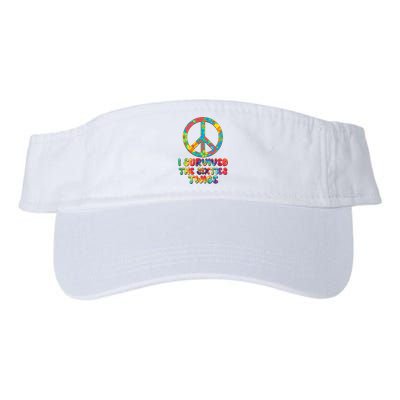 Retro Vintage I Survived The Sixties Twice Rainbow Tie Dye Visor